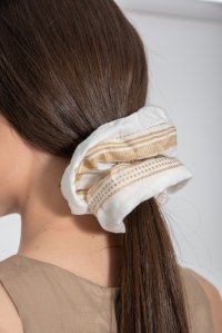 Stripped scrunchie ivory-gold