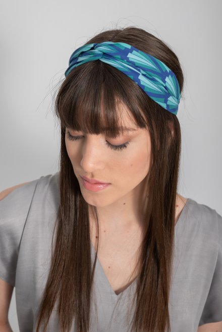 Geometric pattern headband atlantic blue-blue grass