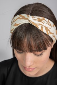 Animal print headband beige-tan