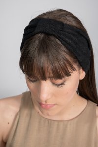 Lurex ribbed knitted headband black