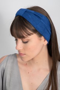 Lurex ribbed knitted headband atlantic blue