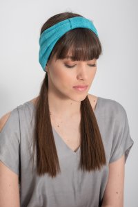 Lurex ribbed knitted headband blue turquoise