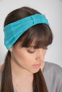 Lurex ribbed knitted headband blue turquoise