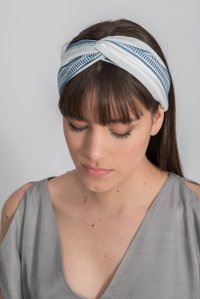 Stripped headband ivory-indigo