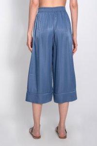 Cropped παντελόνι με ζώνη indigo