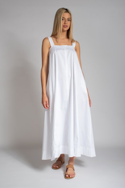 Poplin maxi dress white
