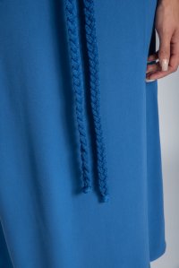 Crepe marocain midi dress with knitted details atlantic blue