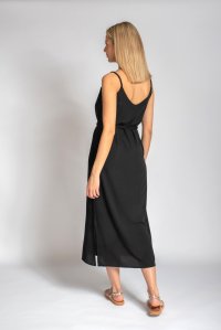Crepe marocain midi dress with knitted details black