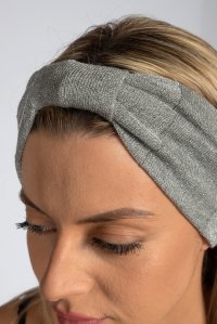 Πλεκτή κορδέλα μαλλιών με ραβδώσεις Lurex silver grey