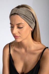 Lurex ribbed knitted headband silver grey