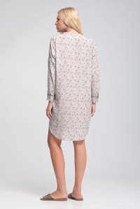 Geometric patterned shirt dress with knitted details sand-acqua