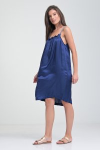 Σατέν μίνι φόρεμα με πλεκτές λεπτομέρειες midnight blue