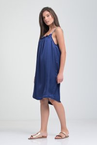 Satin mini dress with knitted details midnight blue