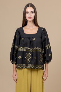 Woven blouse black-rich gold