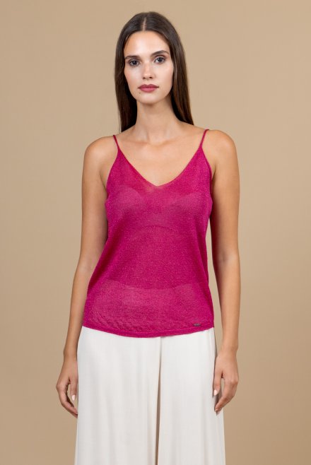 Lurex basic cropped top orchid flower