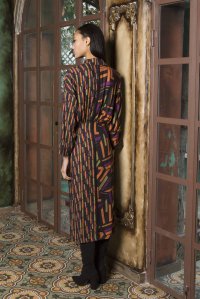 Multicolored dress with knitted details multicolored black-violet-grass-orange