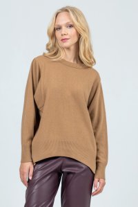 Casmere blend sleeve seam sweater tabac