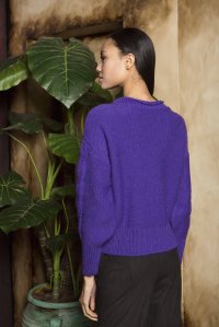 Wool blend cable knit sweater violet