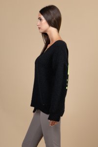 Knitted chunky sweater "PLANET EARTH" logo black