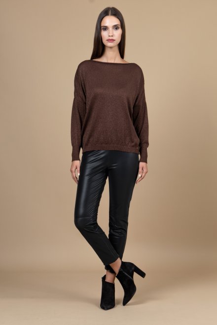 Lurex relaxed sweater brown
