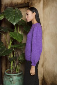 Mohair blend metallic knit sweater violet
