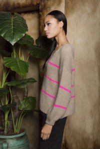 Mohair blend striped sweater taupe