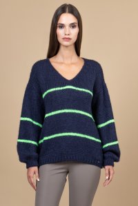 Mohair blend striped sweater navy