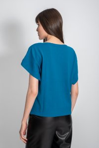 Πλεκτή μπλούζα με άνετη εφαρμογή caribbean blue
