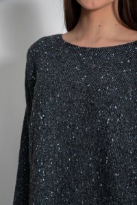 Cropped πλεκτή tweed μπλούζα black