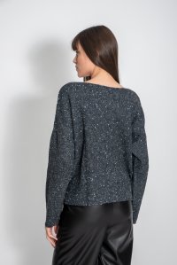 Tweed knit cropped sweater black