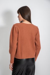 Wool blend puffed sleeved sweater dusty peach