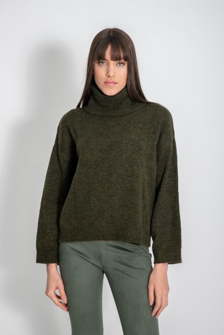 Mohair blend turtleneck sweater olive green