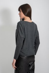 Fine knit cropped sweater anthracite