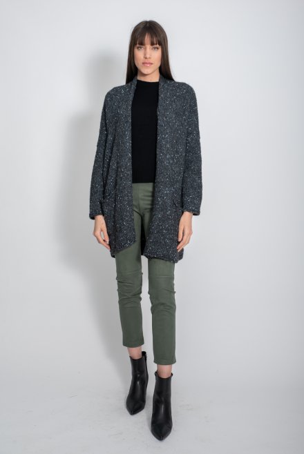 Tweed knit oversized cardigan light grey