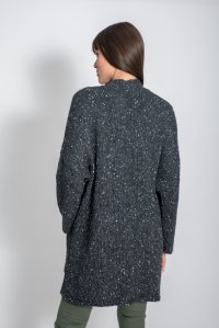 Πλεκτή tweed άνετη ζακέτα light grey