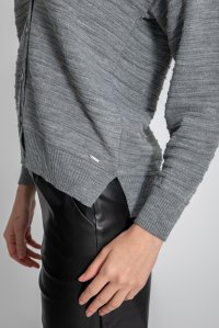 Wool blend metallic ribbed cardigan medium grey -silver
