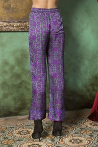 Τυπωμένο σατεν παντελόνι violet  green