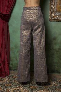 Brocade trousers taupe gold