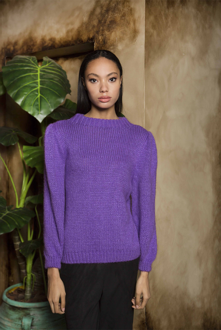 Mohair blend metallic knit sweater violet