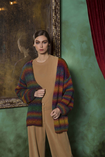 Virgin wool blend multicolored cardigan multicolored rainbow