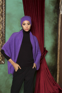 Mohair blend metallic  knit cap violet