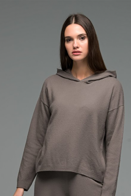 Cashmere blend cropped hooded sweater elephant