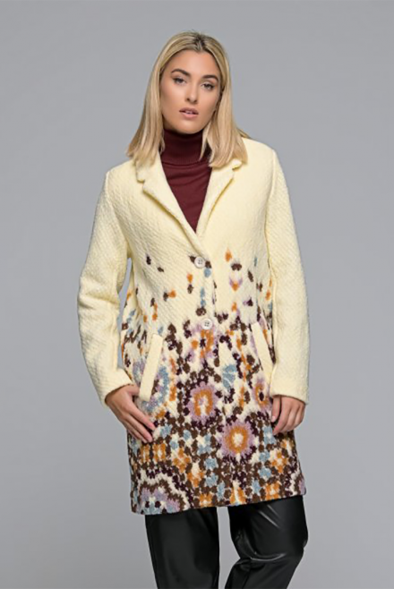 Παλτό με φλοράλ μοτίβο ivory