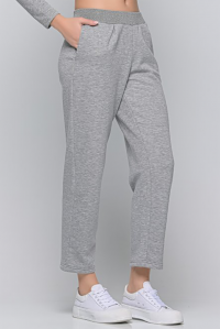 Cotton track pants with knitted details light grey