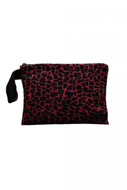 Animal print clutch bag black-red
