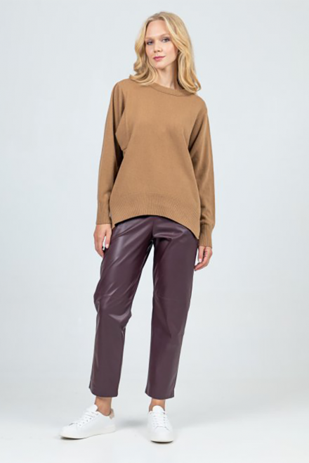 Casmere blend sleeve seam sweater tabac
