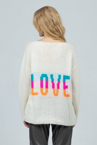 Mohair blend "love" sweater ivory