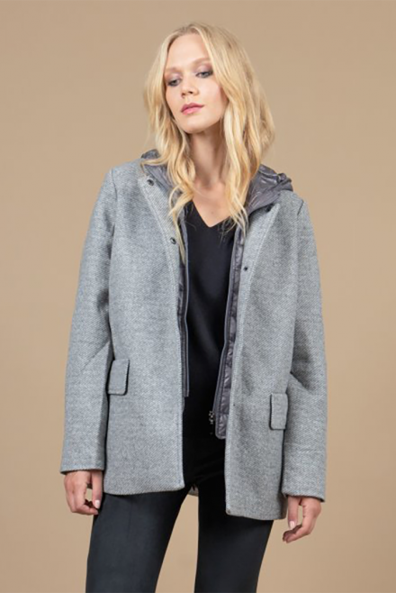 Coat with hoodie grey