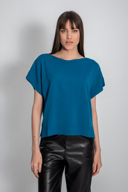 Πλεκτή μπλούζα με άνετη εφαρμογή caribbean blue