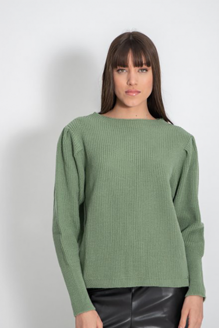 Wool blend puffed sleeved sweater mint
